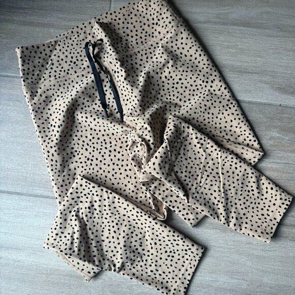 Tan & Black Spotted Print Athletic Leggings – SDX x WFA Women’s Size Large - Picture 1 of 8